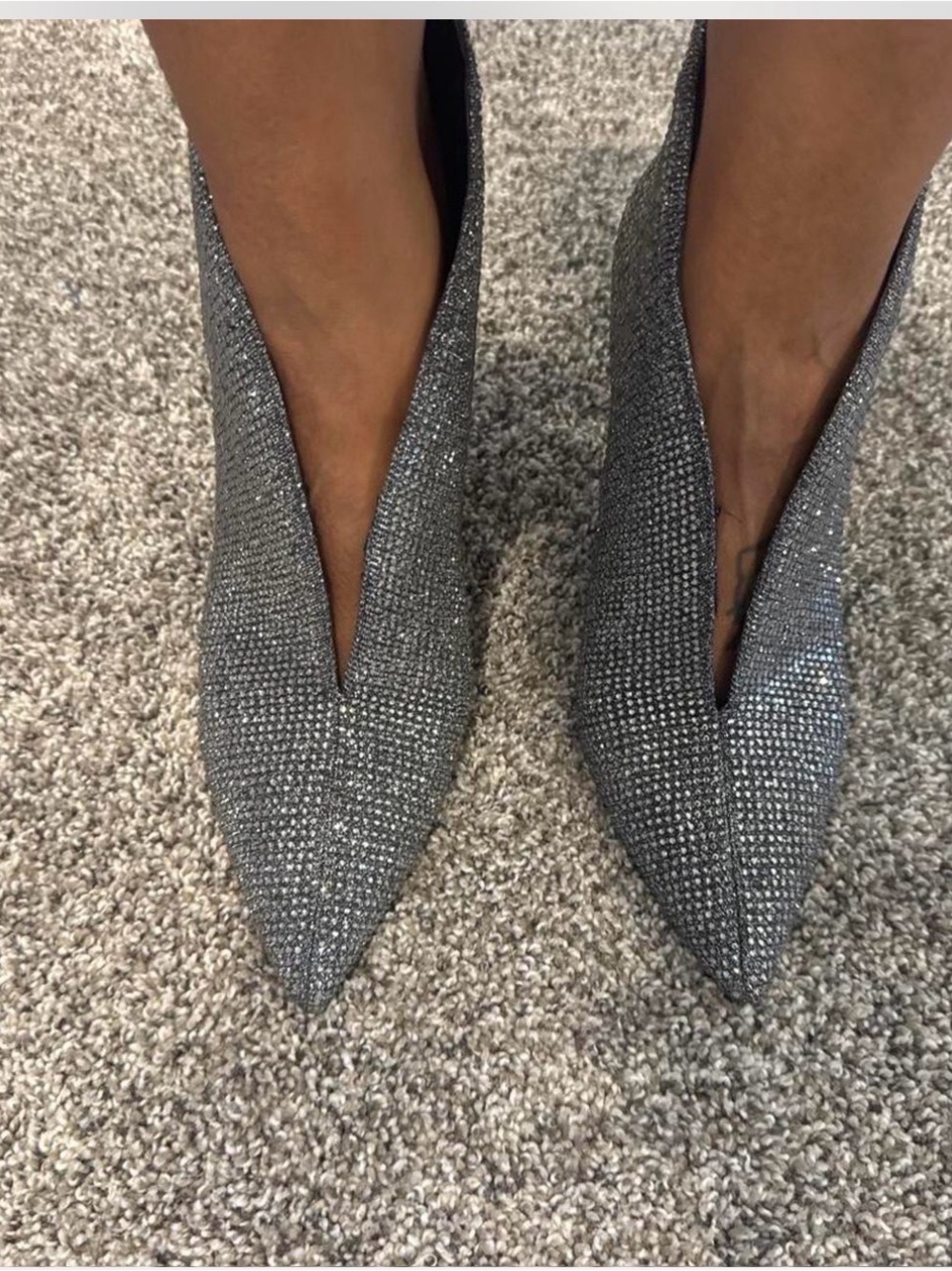 Steve Madden Glitter Crystal-Embellished Pointed Stiletto Pumps in Gunmetal